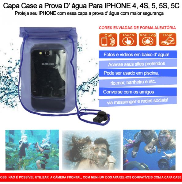 Bolsa Case Estanque A Prova D'água P/ Smartphone de tela até 5.5 polegadas